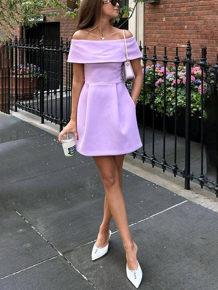 Abito da cocktail da donna Haziel - Abito skater senza maniche con scollo a barca, cintura e vestibilità elegante