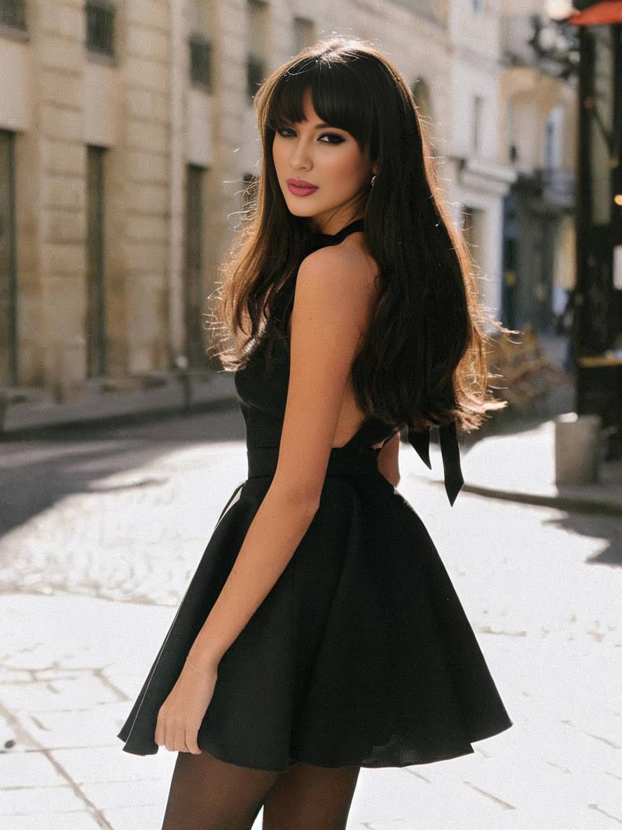 Abito da cocktail da donna Solara - Elegante abito senza maniche a trapezio con scollo all'americana e schiena scoperta 