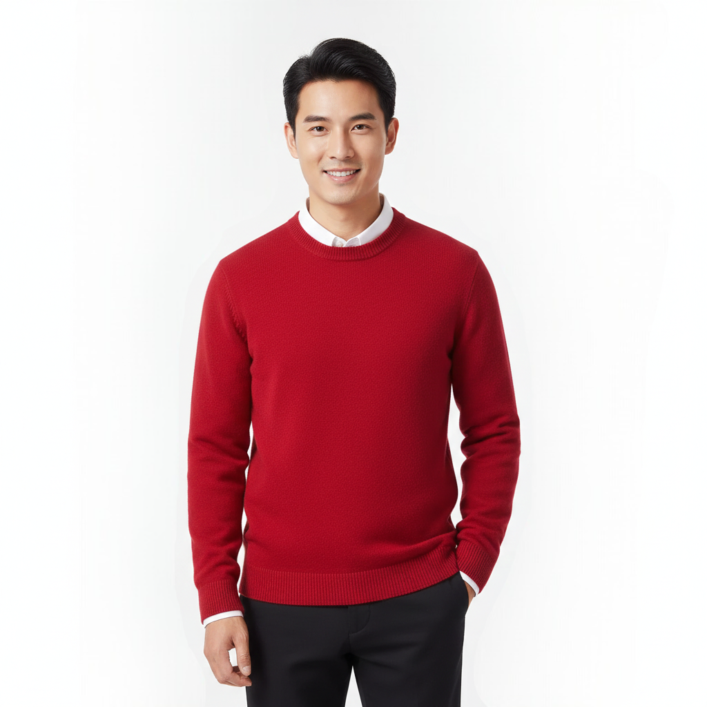Pulover Cameron cu Guler Rotund pentru Bărbați – Pulover din Lână Merinos Premium Elegant și Respirant