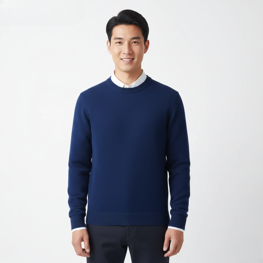 Pulover Cameron cu Guler Rotund pentru Bărbați – Pulover din Lână Merinos Premium Elegant și Respirant