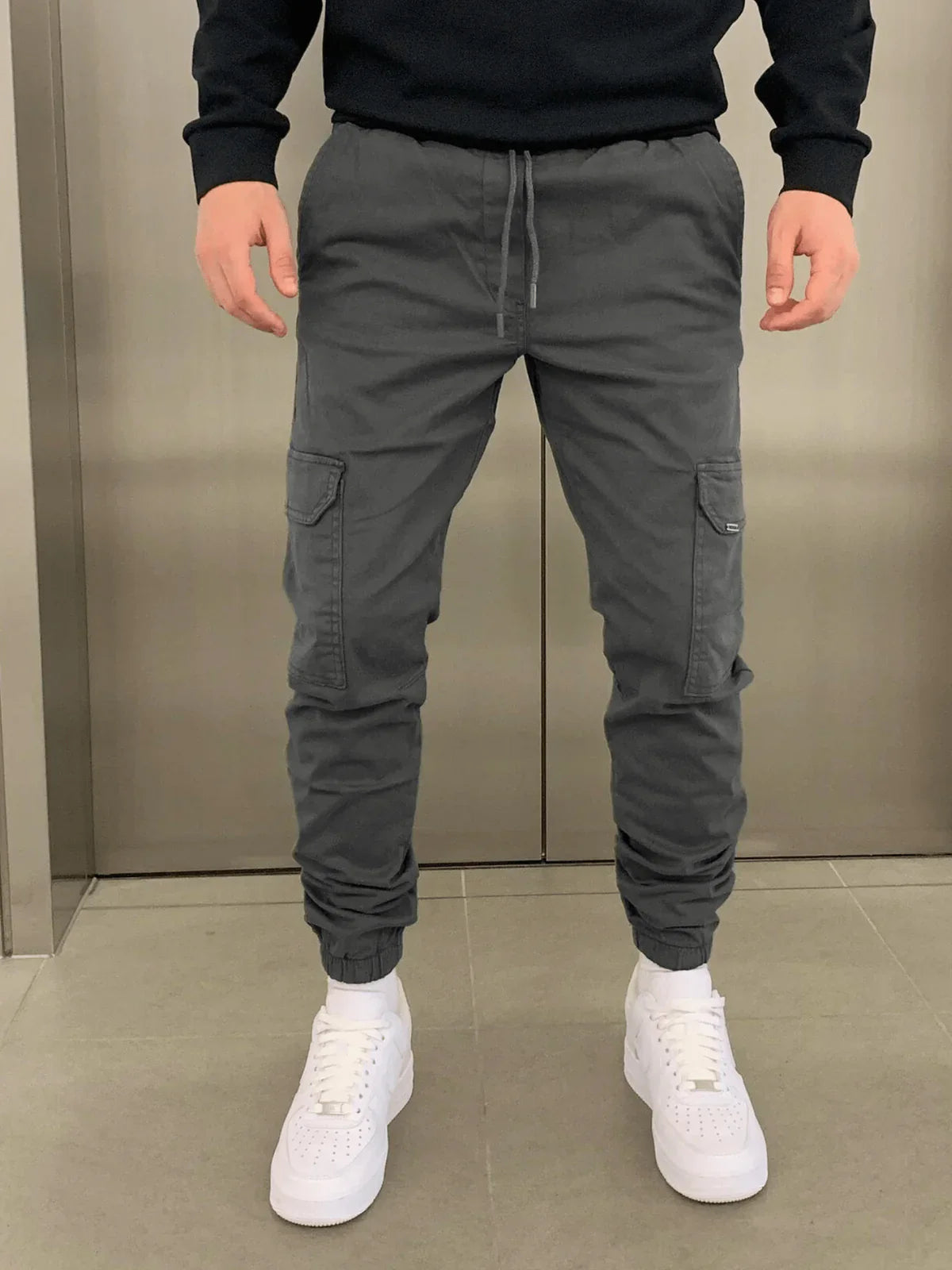 Stefan Pantalon Homme – Cargo Jogger Fit avec Taille Élastique & Poches Pratiques