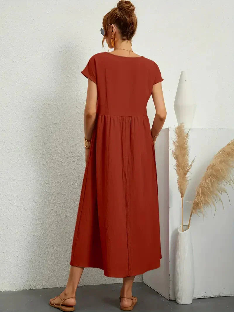 Abito lungo da donna Melody - Abito estivo leggero in misto cotone con vestibilità elegante e stile senza tempo