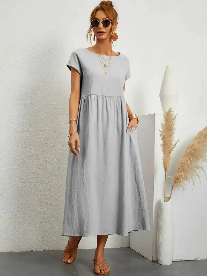 Abito lungo da donna Melody - Abito estivo leggero in misto cotone con vestibilità elegante e stile senza tempo