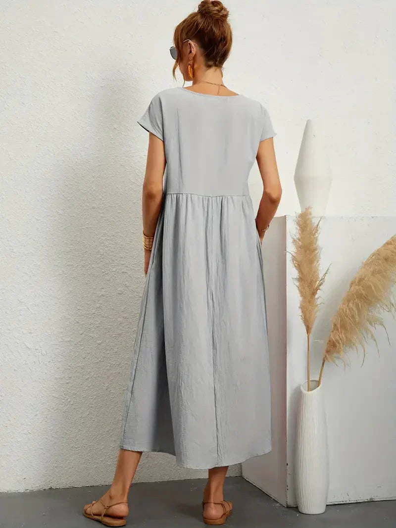 Abito lungo da donna Melody - Abito estivo leggero in misto cotone con vestibilità elegante e stile senza tempo