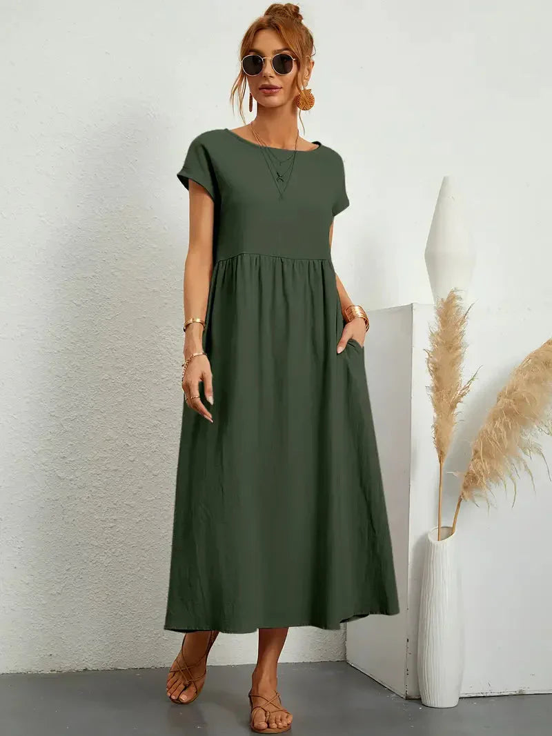 Abito lungo da donna Melody - Abito estivo leggero in misto cotone con vestibilità elegante e stile senza tempo