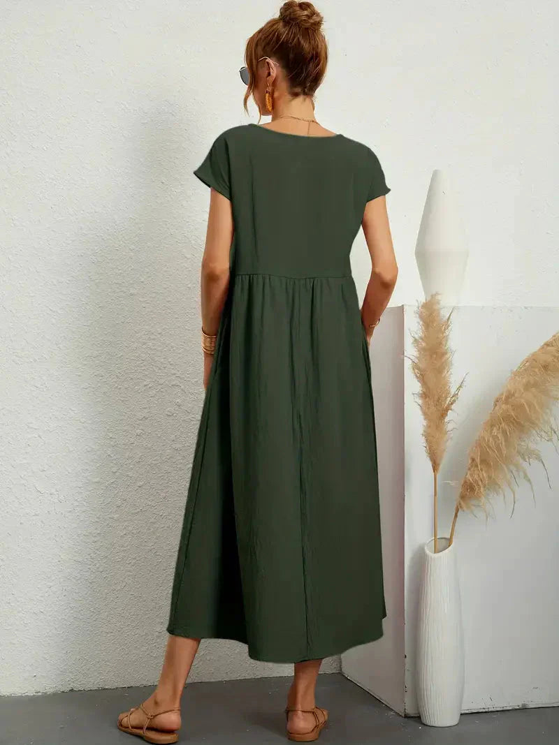 Abito lungo da donna Melody - Abito estivo leggero in misto cotone con vestibilità elegante e stile senza tempo