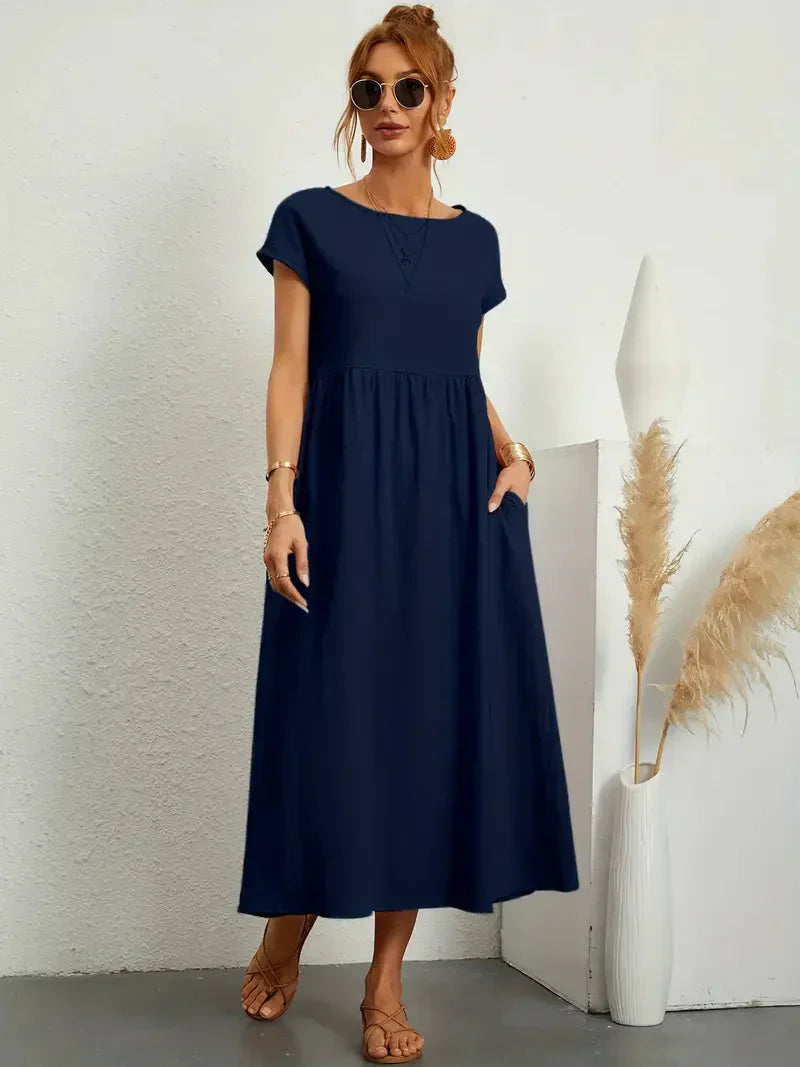Abito lungo da donna Melody - Abito estivo leggero in misto cotone con vestibilità elegante e stile senza tempo