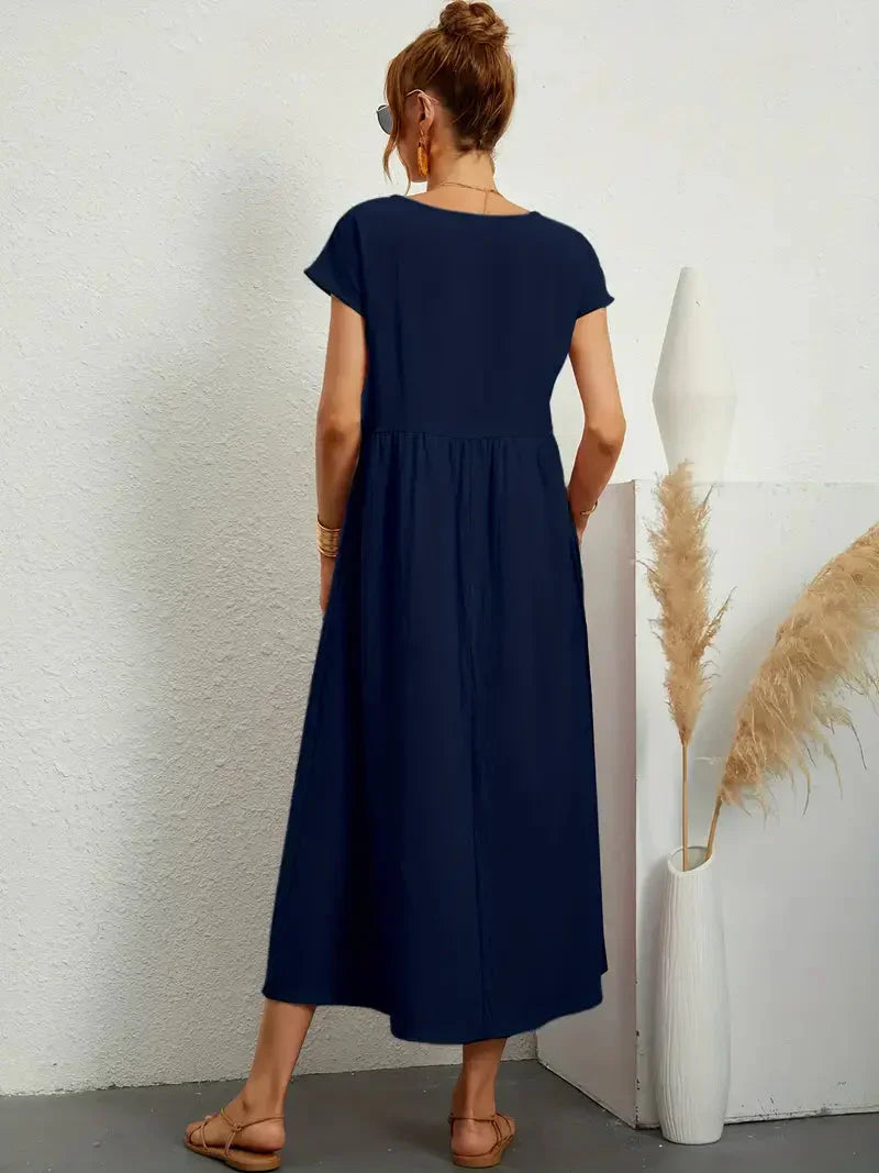 Abito lungo da donna Melody - Abito estivo leggero in misto cotone con vestibilità elegante e stile senza tempo