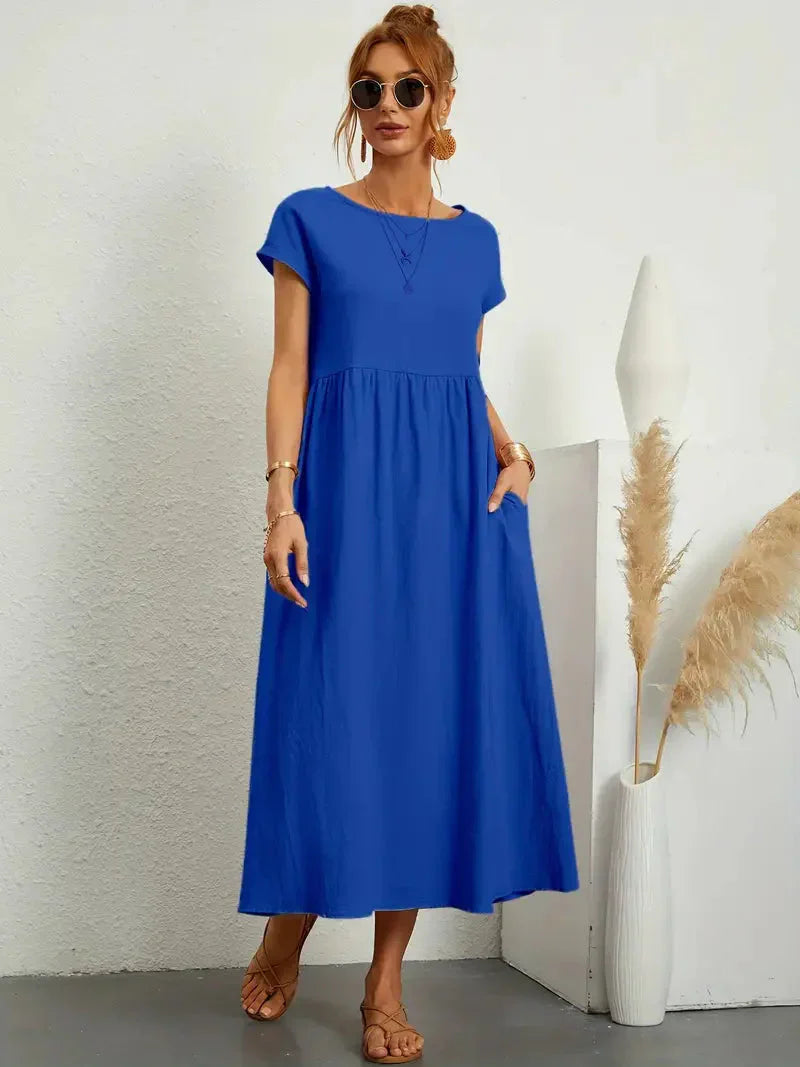 Abito lungo da donna Melody - Abito estivo leggero in misto cotone con vestibilità elegante e stile senza tempo