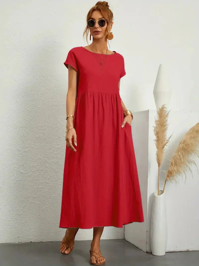Abito lungo da donna Melody - Abito estivo leggero in misto cotone con vestibilità elegante e stile senza tempo
