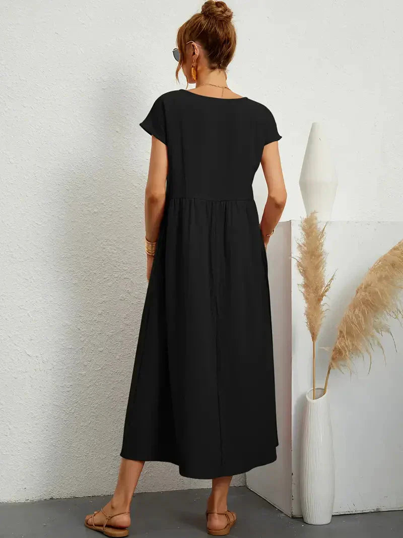 Abito lungo da donna Melody - Abito estivo leggero in misto cotone con vestibilità elegante e stile senza tempo