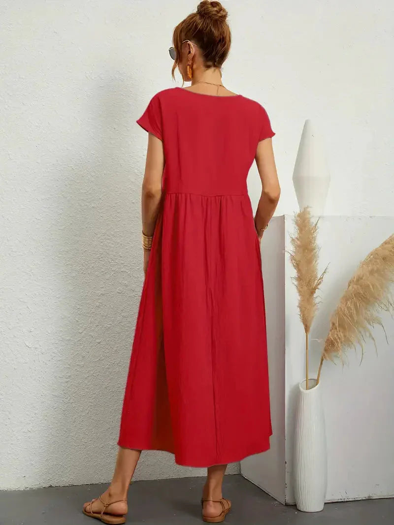 Abito lungo da donna Melody - Abito estivo leggero in misto cotone con vestibilità elegante e stile senza tempo
