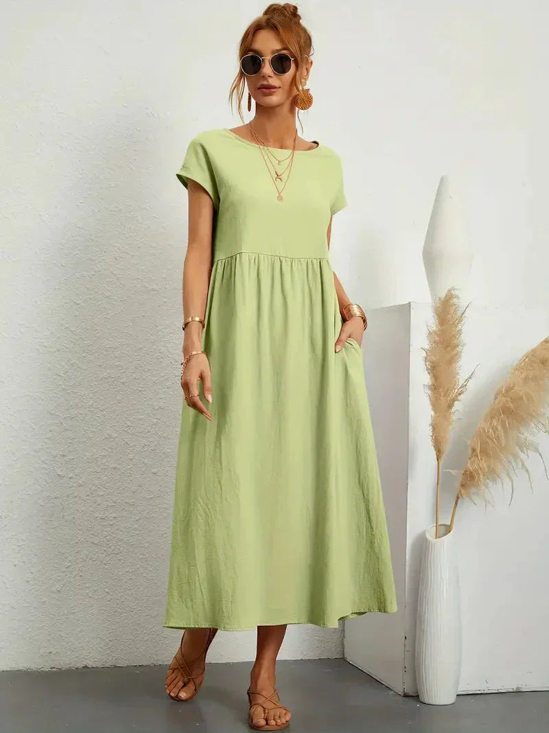 Abito lungo da donna Melody - Abito estivo leggero in misto cotone con vestibilità elegante e stile senza tempo