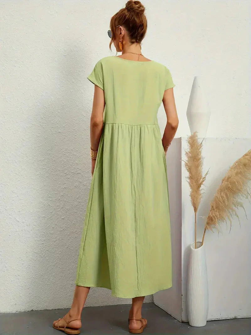 Abito lungo da donna Melody - Abito estivo leggero in misto cotone con vestibilità elegante e stile senza tempo