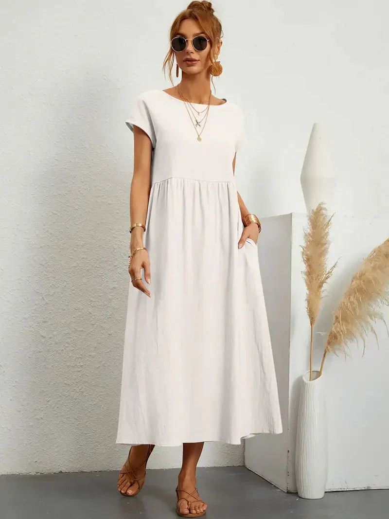 Abito lungo da donna Melody - Abito estivo leggero in misto cotone con vestibilità elegante e stile senza tempo