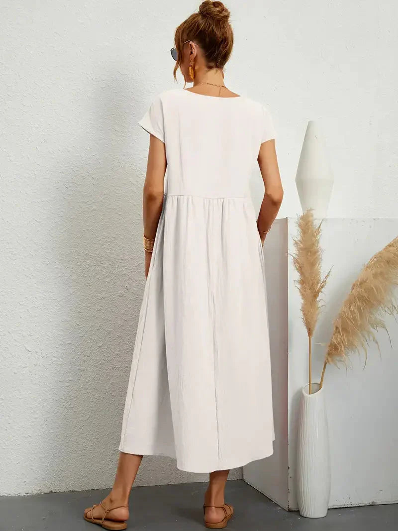 Abito lungo da donna Melody - Abito estivo leggero in misto cotone con vestibilità elegante e stile senza tempo
