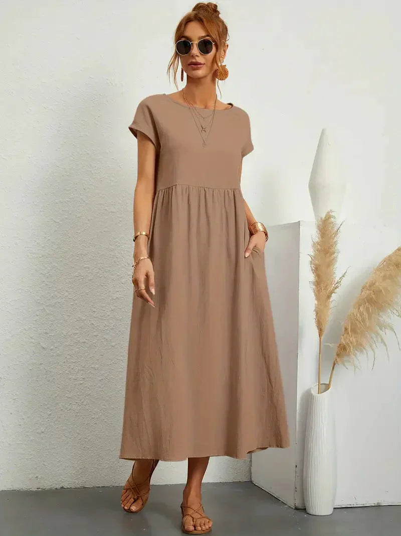 Abito lungo da donna Melody - Abito estivo leggero in misto cotone con vestibilità elegante e stile senza tempo