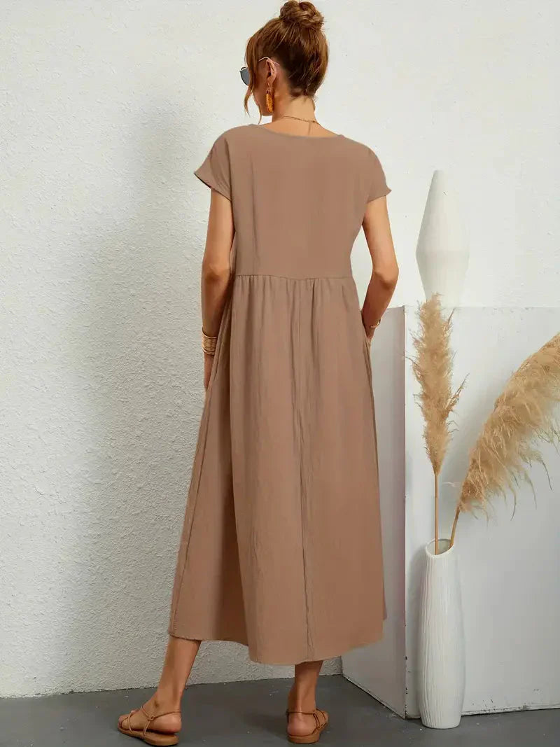 Abito lungo da donna Melody - Abito estivo leggero in misto cotone con vestibilità elegante e stile senza tempo