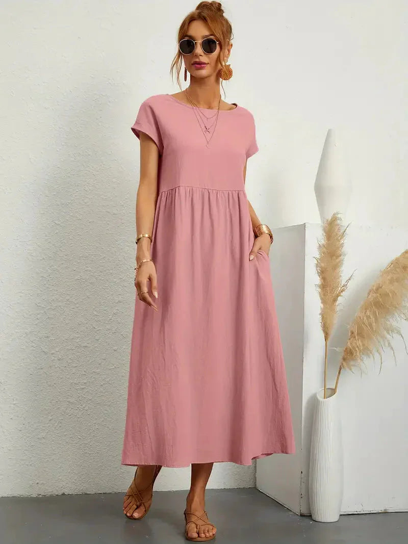 Abito lungo da donna Melody - Abito estivo leggero in misto cotone con vestibilità elegante e stile senza tempo