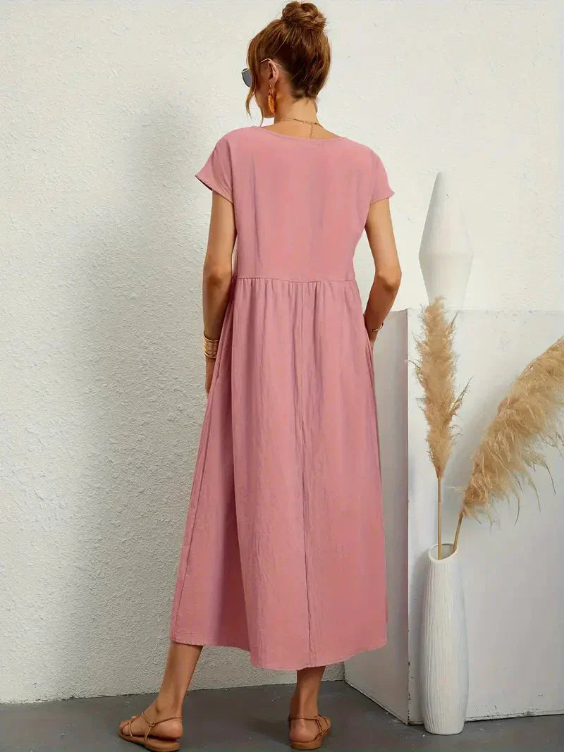 Abito lungo da donna Melody - Abito estivo leggero in misto cotone con vestibilità elegante e stile senza tempo
