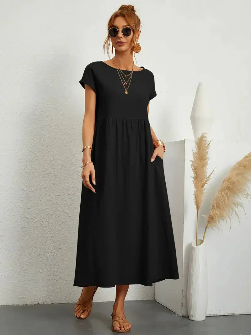 Abito lungo da donna Melody - Abito estivo leggero in misto cotone con vestibilità elegante e stile senza tempo