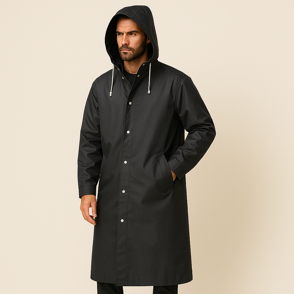 Adrien Manteau de Pluie Homme – Long Imperméable Respirant avec Capuche Ajustable