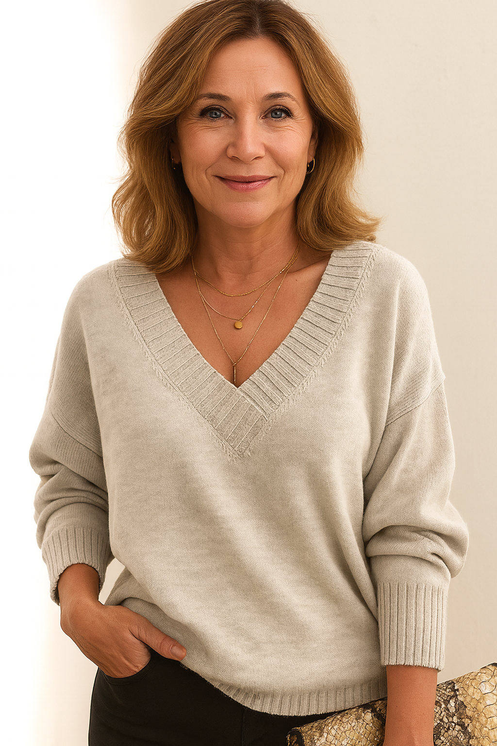 Zeyann Maglione in cachemire con scollo a V da donna – 100% cachemire premium con taglio morbido, caldo e classico