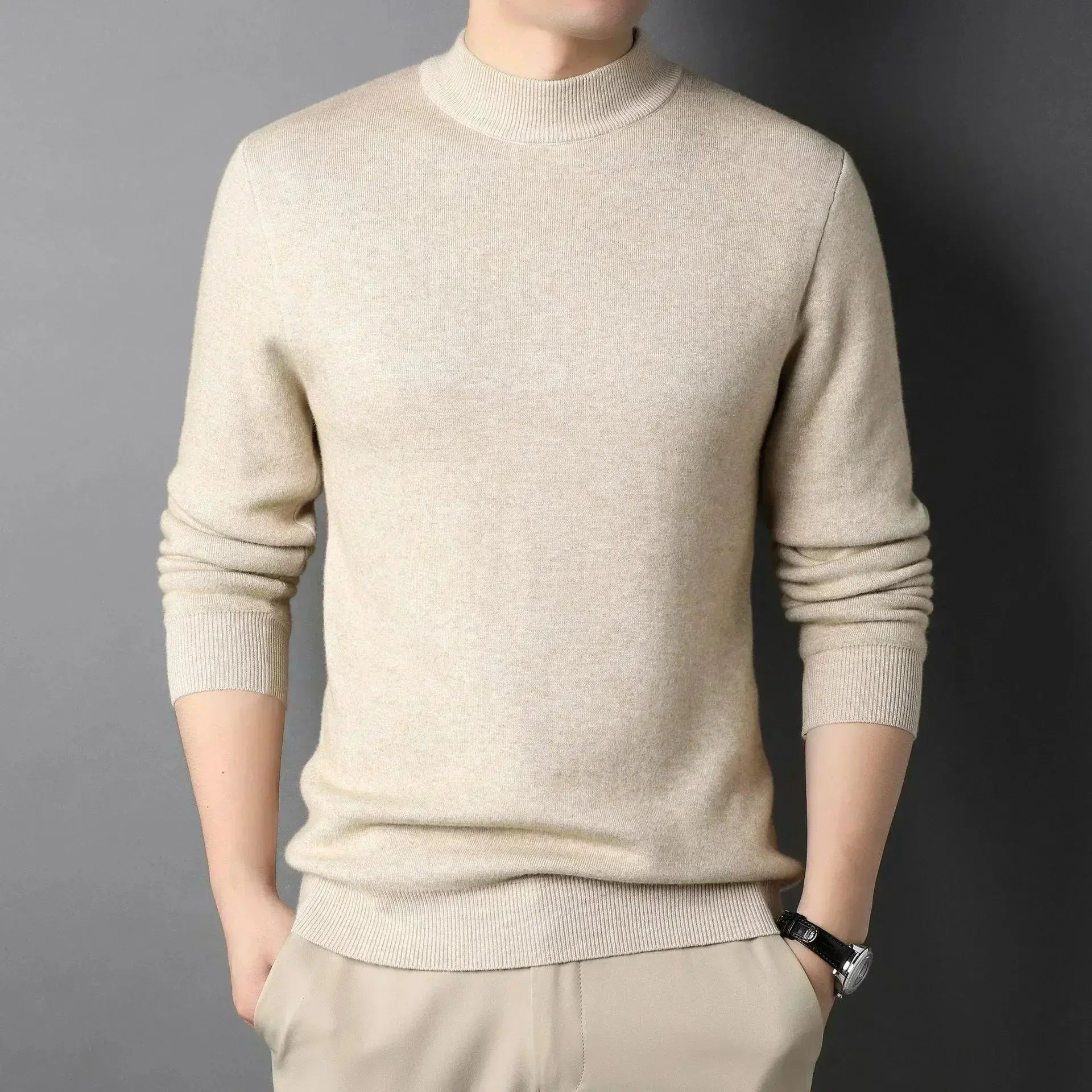 Keneth Pull Homme à Col Roulé – Élégant, Chaud & Confortable en Cachemire Laine Mélangée