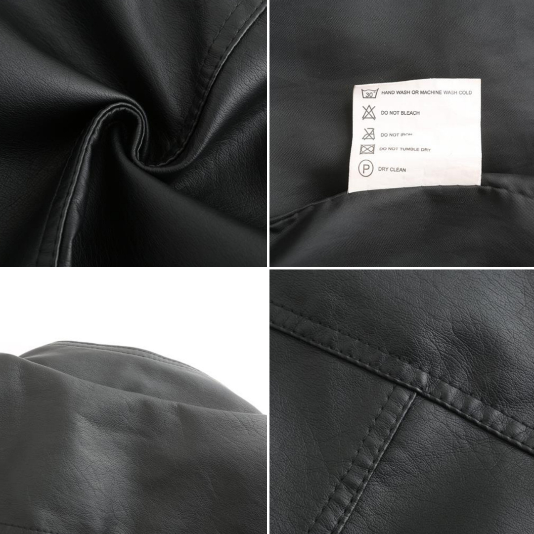 Janiyah Veste Femme en Cuir – Col Montant Chic, Fermetures Éclair & Style Moderne Élégant