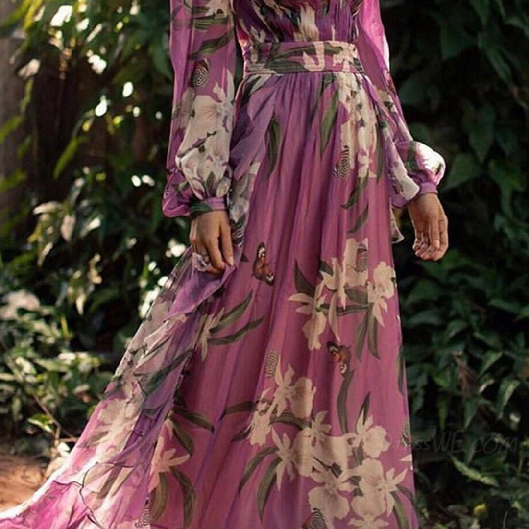 Abito lungo da donna Natalia – Eleganza estiva, poliestere leggero e vestibilità fluida, viola