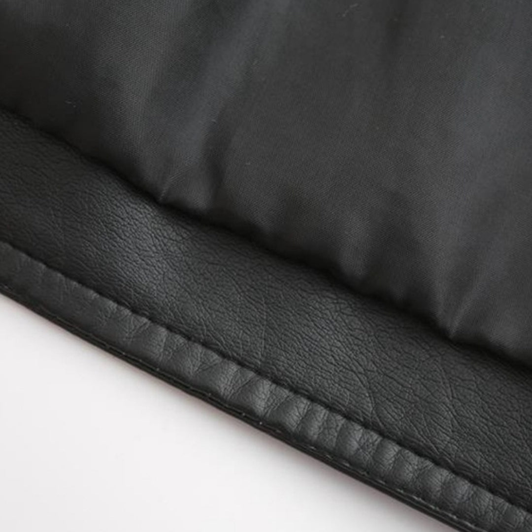 Janiyah Veste Femme en Cuir – Col Montant Chic, Fermetures Éclair & Style Moderne Élégant