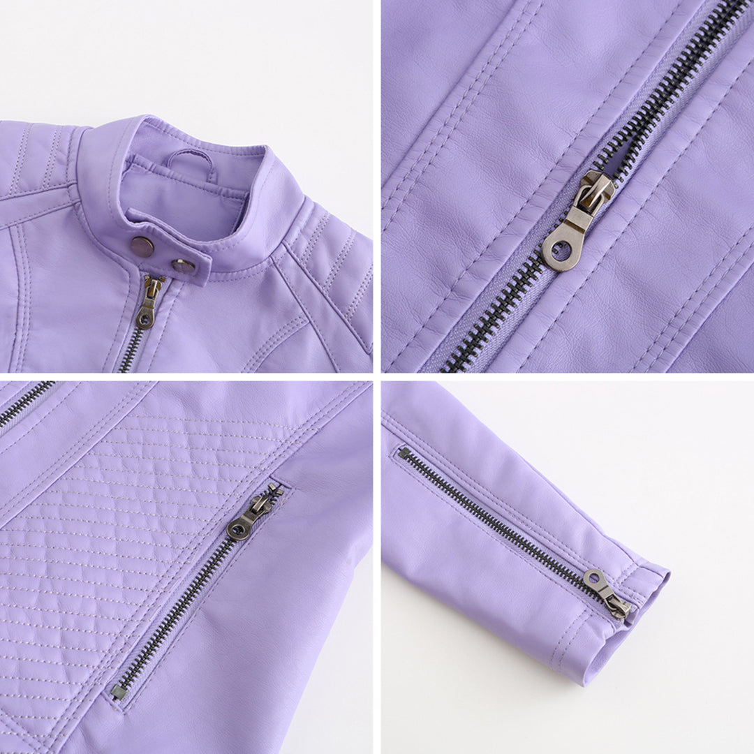 Giacca da donna Andrijana – Elegante giacca in morbida pelle con chiusura asimmetrica