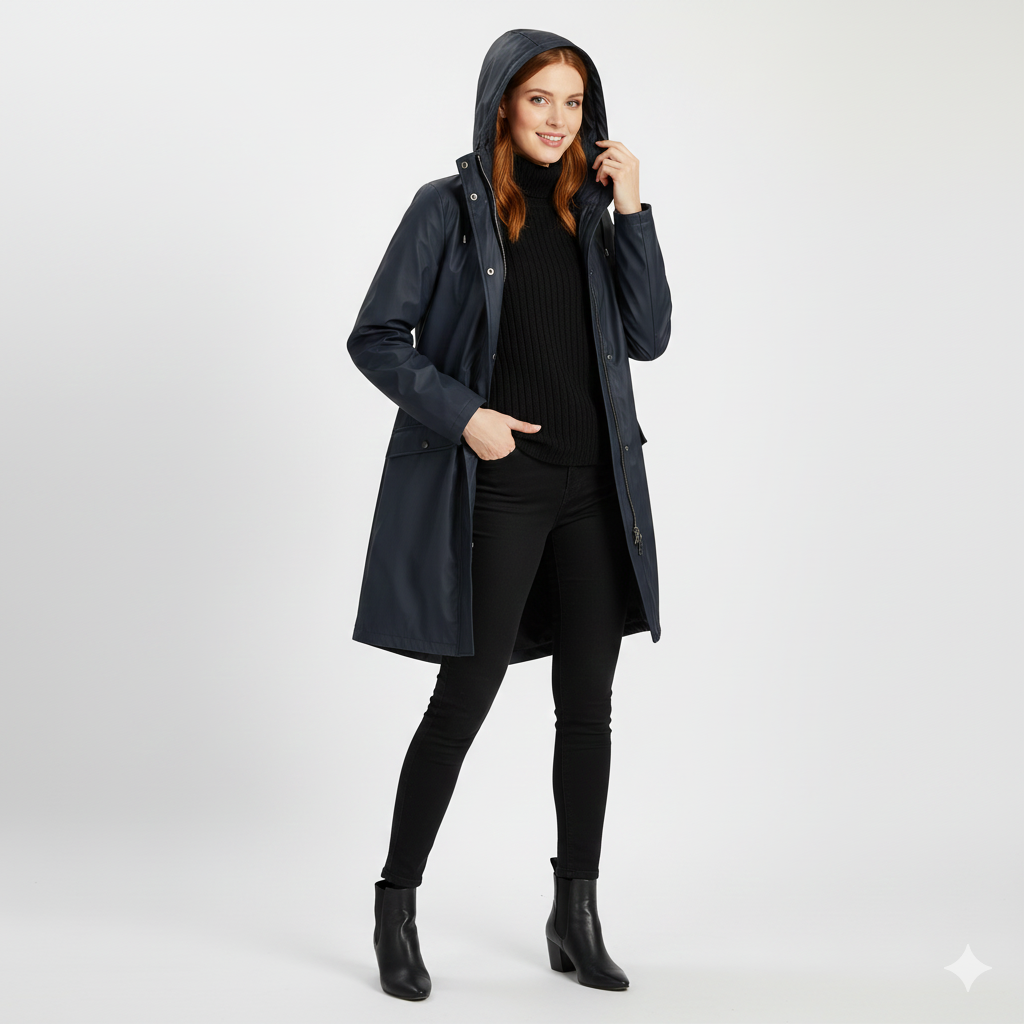 Clyde Manteau de Pluie Femme – Imperméable Coupe-Vent avec Design Élégant & Confortable
