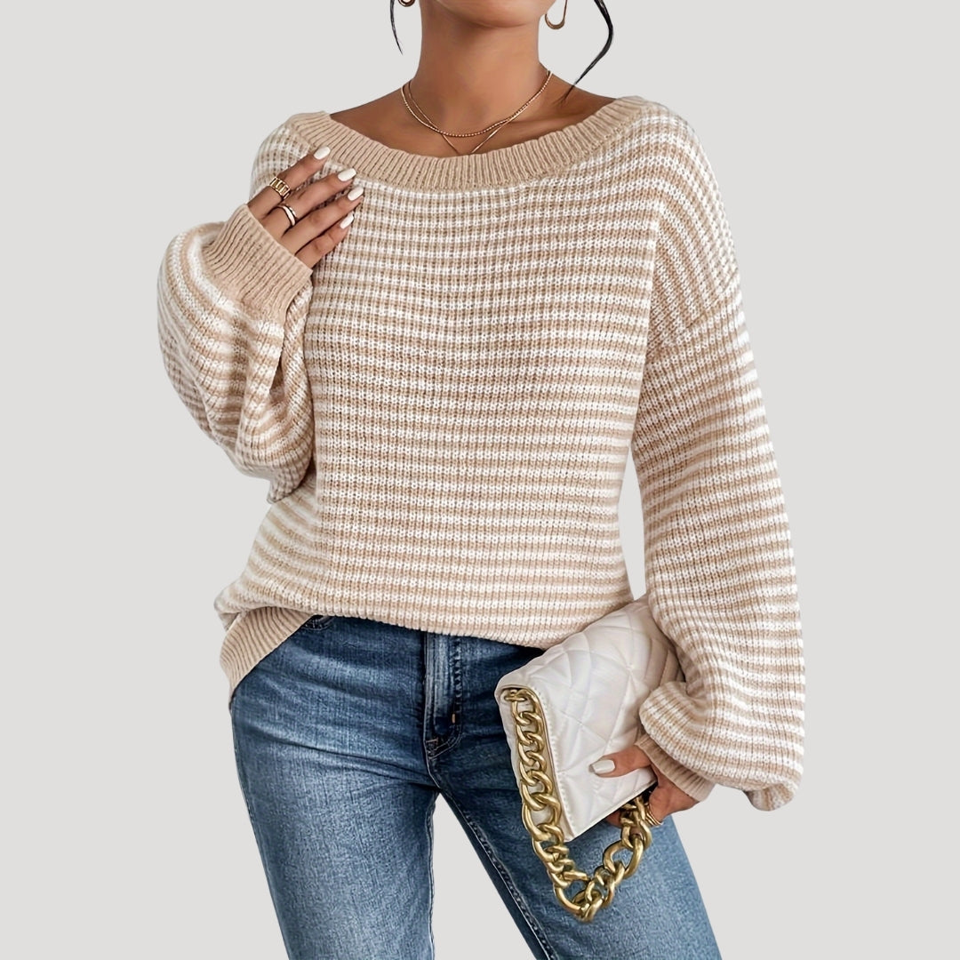 Hannah Pull Woman with Stripes – Soft Knit, Relaxed Fit with Boat Neck & Classic Stripe Pattern