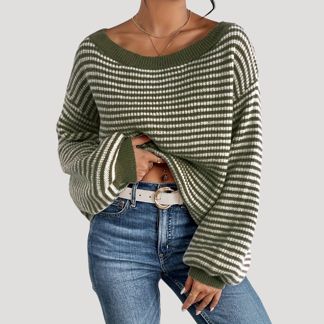 Hannah Pull Woman with Stripes – Soft Knit, Relaxed Fit with Boat Neck & Classic Stripe Pattern