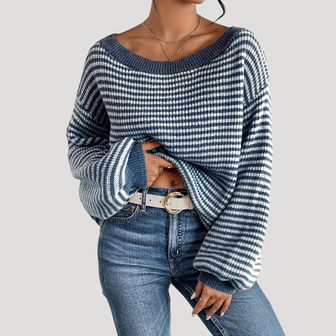Hannah Pull Woman with Stripes – Soft Knit, Relaxed Fit with Boat Neck & Classic Stripe Pattern