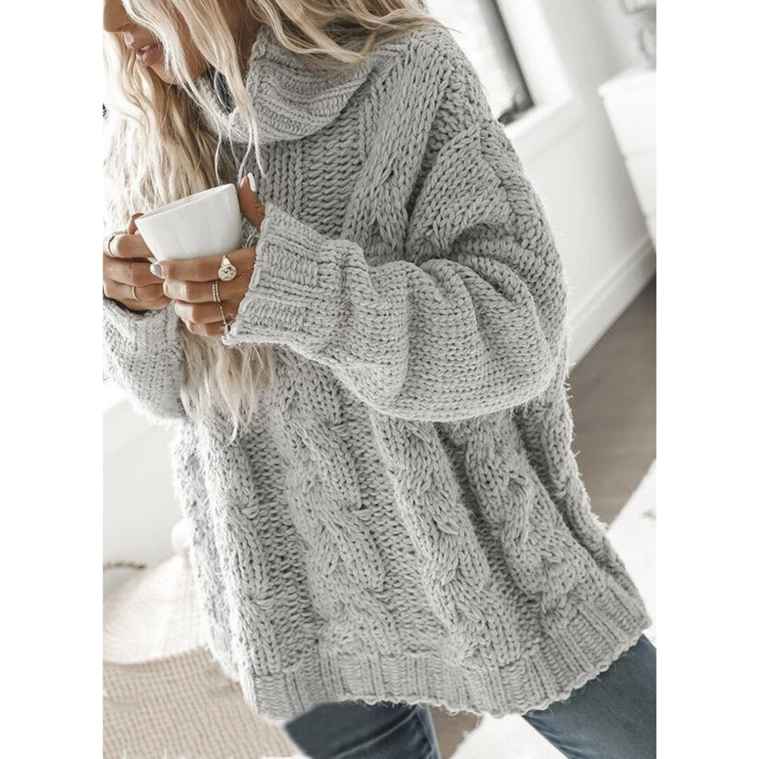 Gracey Maglione a Collo Alto Donna – Maglia Intrecciata Taglio Ampio Elegante per l’Inverno