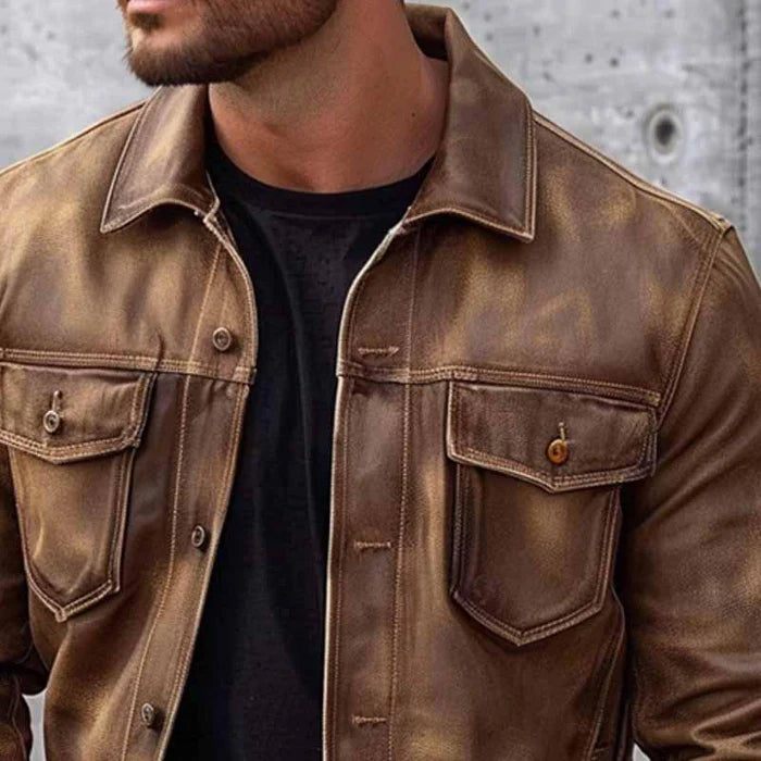 Giacca da uomo Pierre Vintage: giacca in pelle elegante e resistente con uno stile senza tempo