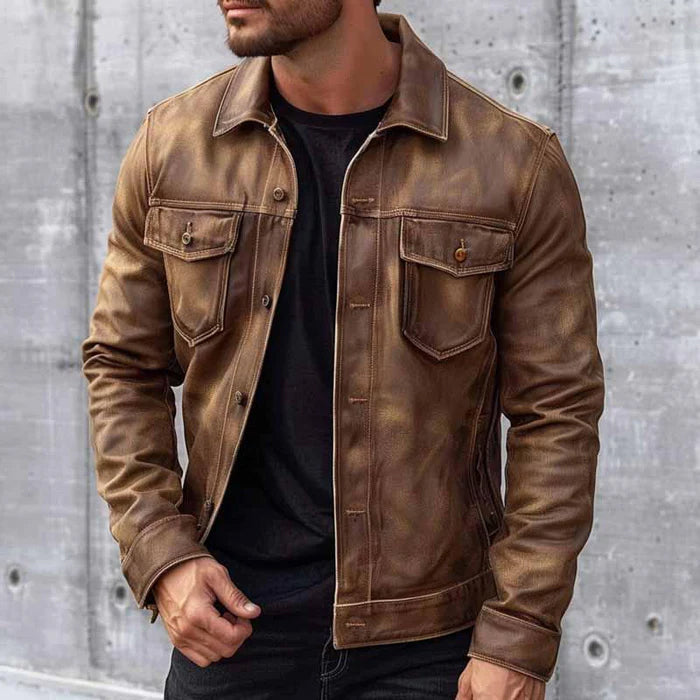 Giacca da uomo Pierre Vintage: giacca in pelle elegante e resistente con uno stile senza tempo