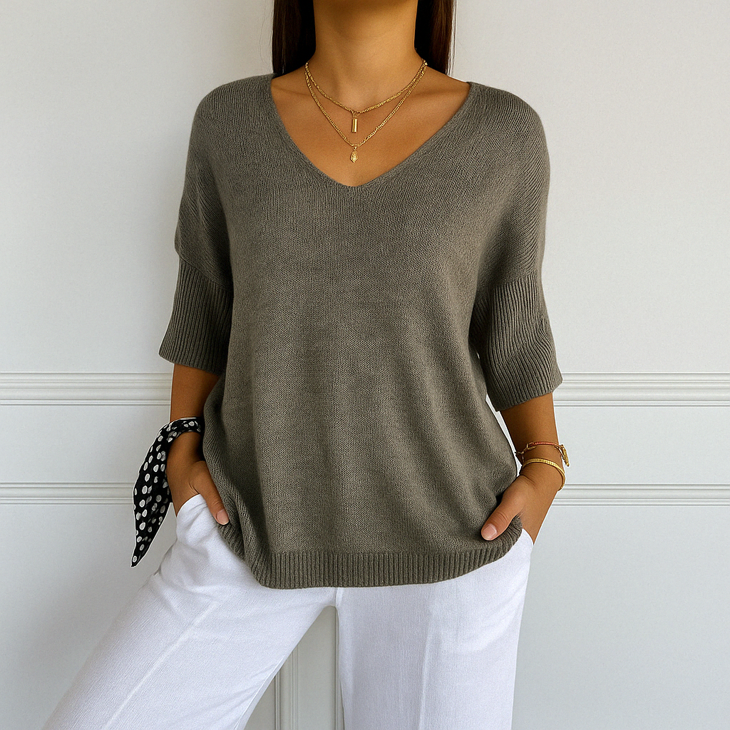 Maglione con scollo a V da donna Coraline: maglia fine, morbida ed elegante per uno stile raffinato