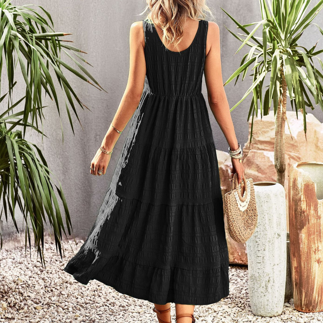 Abito estivo bohémien da donna Isla - Abito lungo e ampio con dettagli fatti a mano e look femminile