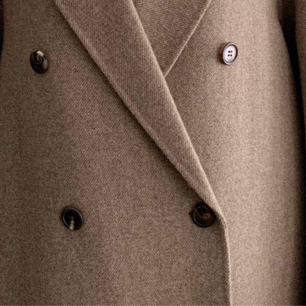 Amelia Manteau Femme Hiver Long – Élégant à Double Boutonnage avec Doublure Chaude