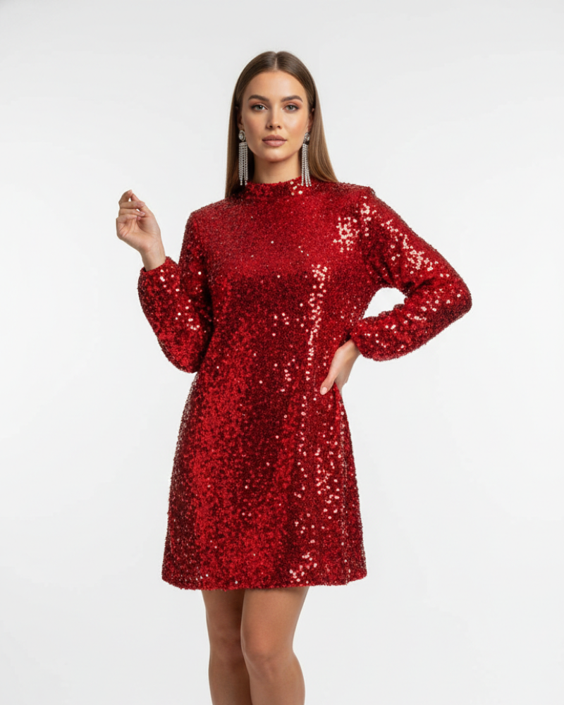 Gloria Robe de Soirée Femme – Robe Pailletée Élégante avec Coupe Ajustée & Détail Nœud