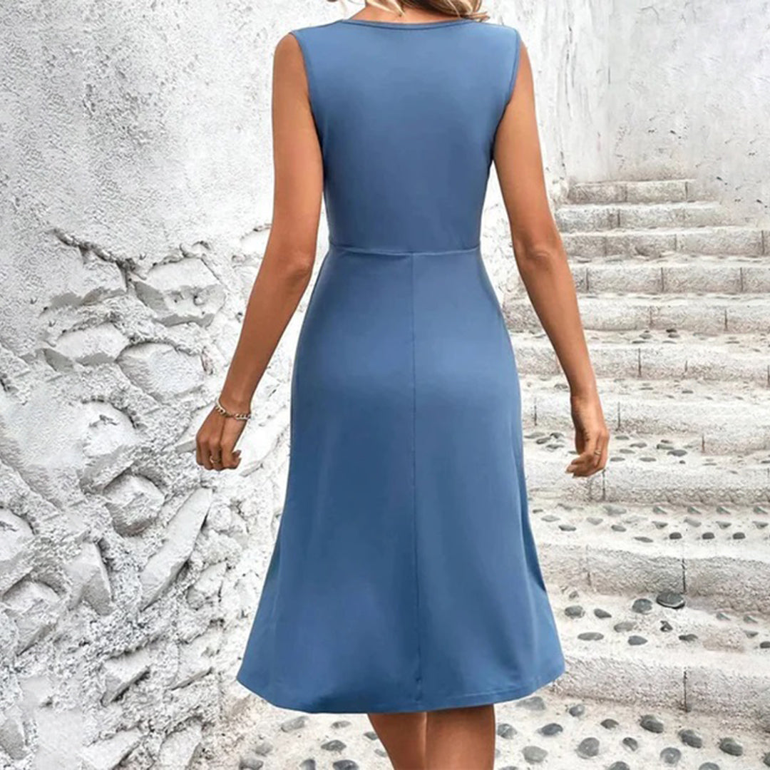 Arabella Robe d’Été Femme – Robe Légère Sans Manches avec Décolleté Croisé Élégant