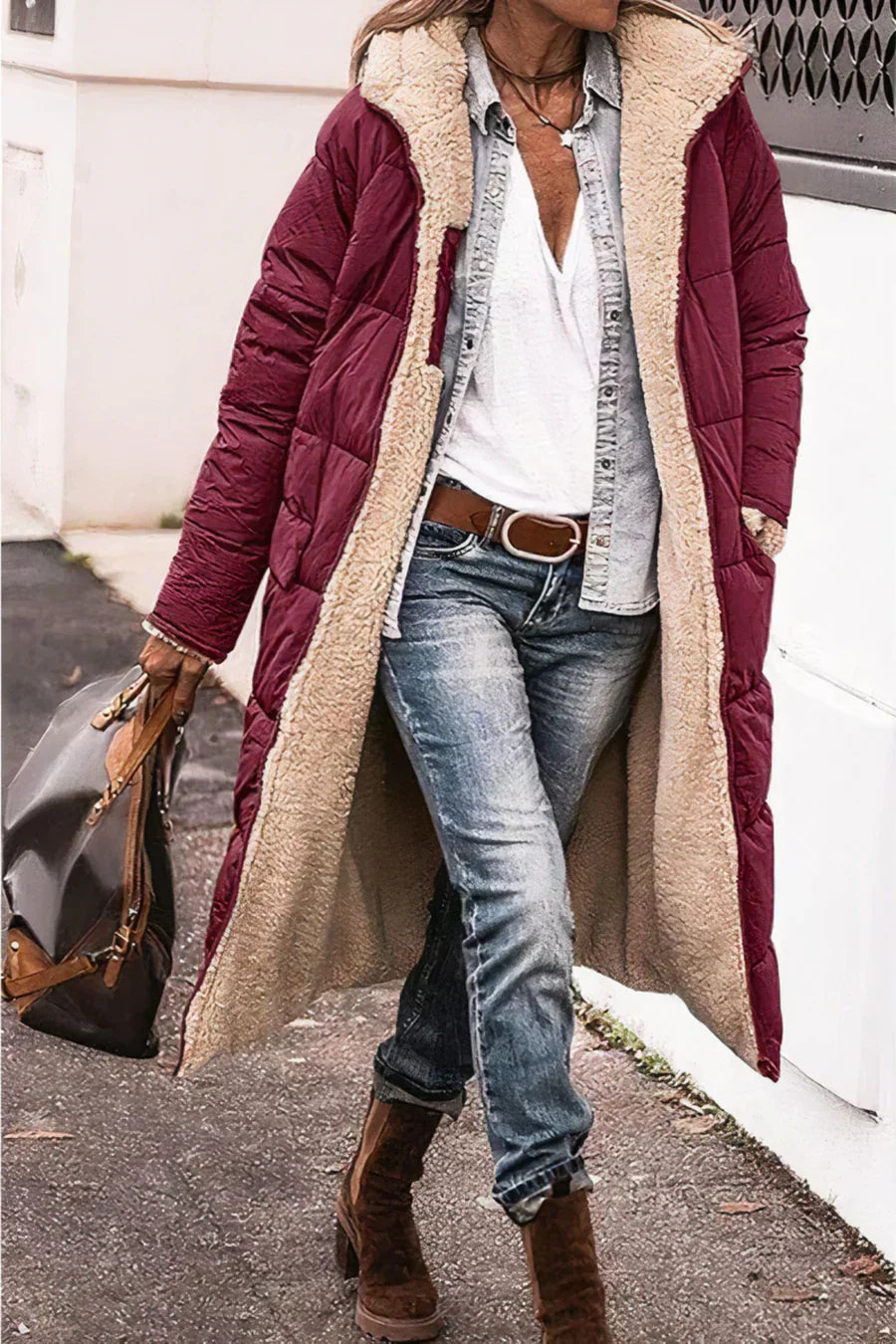 Theodora Manteau Femme – Manteau Réversible Élégant et Chaud pour un Style Polyvalent