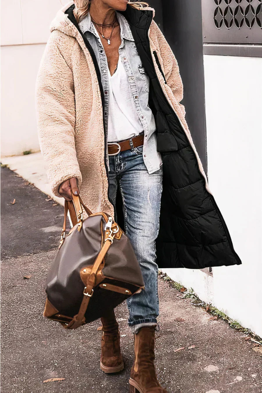 Theodora Manteau Femme – Manteau Réversible Élégant et Chaud pour un Style Polyvalent
