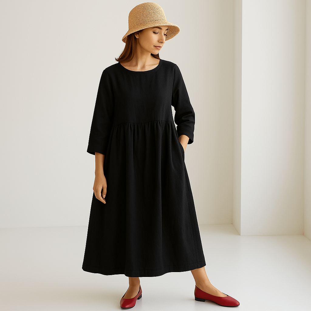 Alayah Robe Femme – Robe Longue en Lin Élégante & Confortable pour Été et Détente