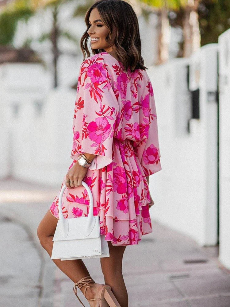 Abito estivo da donna Maëlys - Abito corto floreale per uscite casual e stile estivo