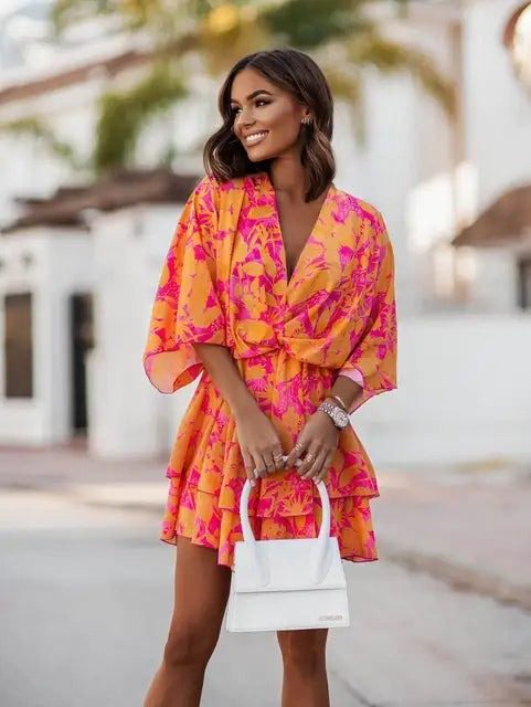 Abito estivo da donna Maëlys - Abito corto floreale per uscite casual e stile estivo