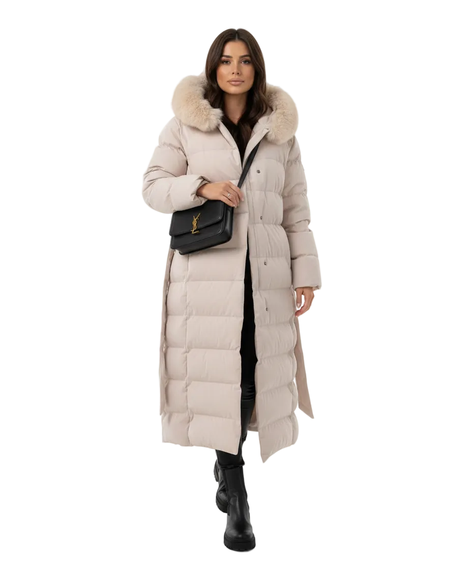 Eleva Manteau Long Femme – Veste Hiver Chaude Déperlante avec Capuche & Coupe Élégante